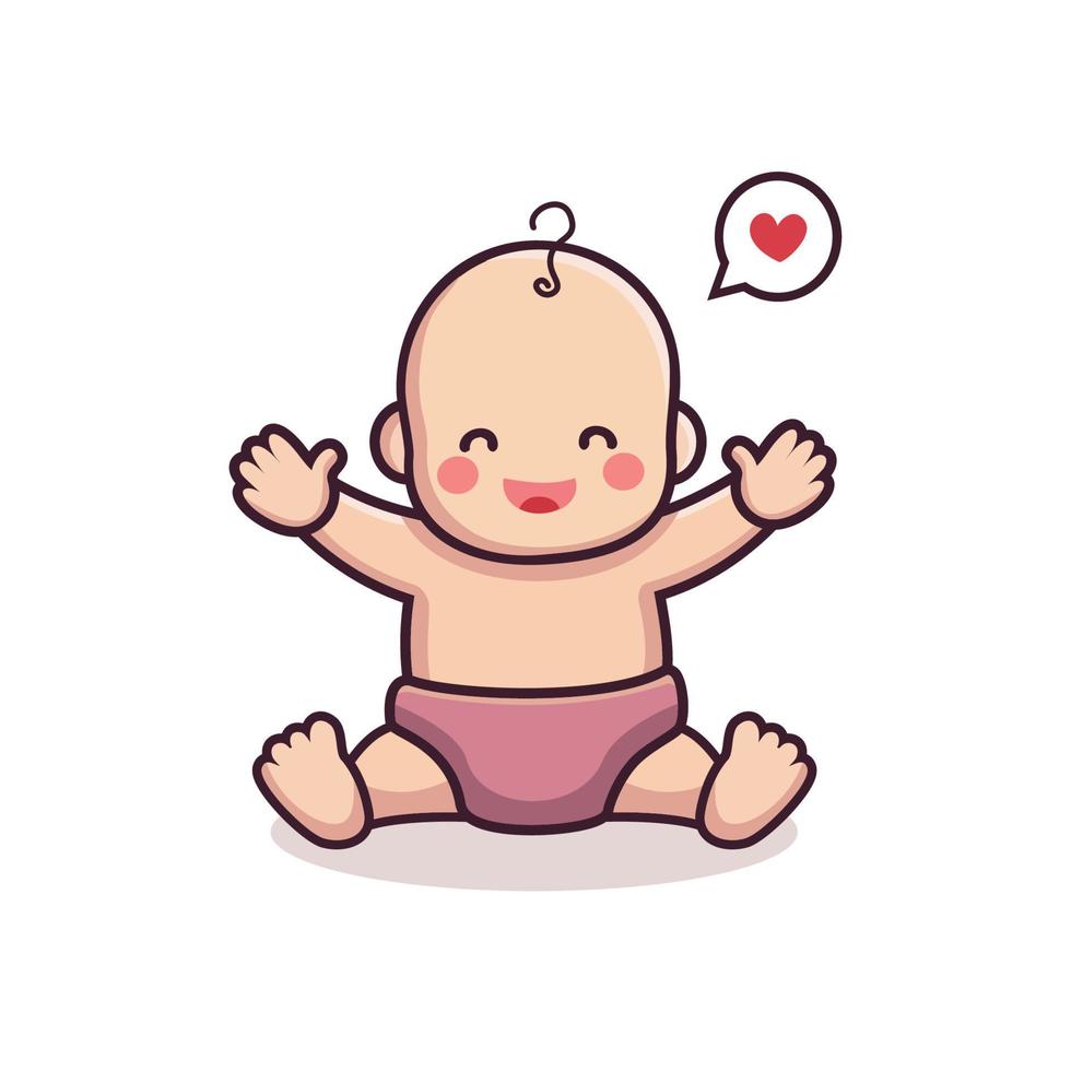 personagem de desenho animado de bebê de felicidade fofa vetor
