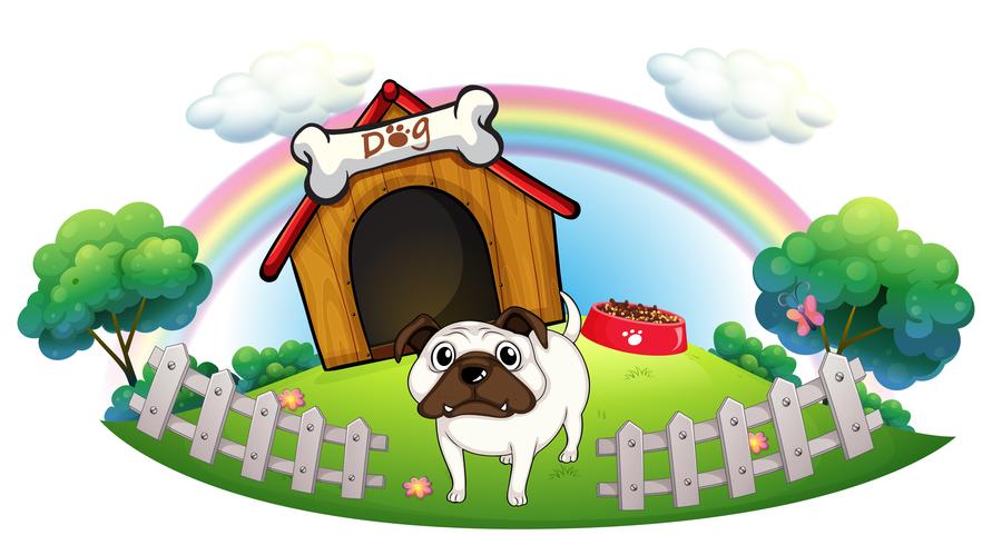 Um cachorro com uma casa de cachorro vetor