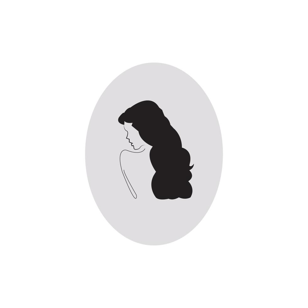 rosto de mulher silhueta ilustração personagem logotipo ícone vetor