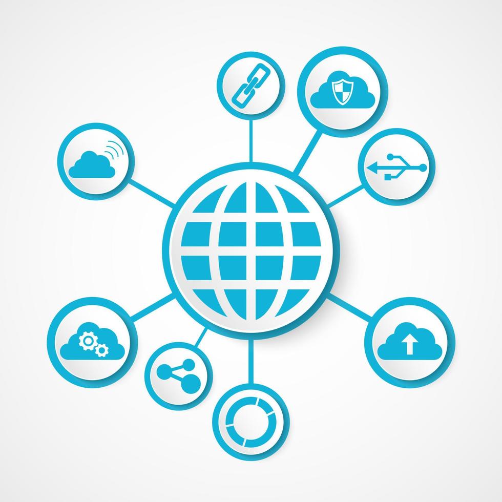 ícone de dispositivos e tecnologia, conceito de conexão com globo integrado vetor
