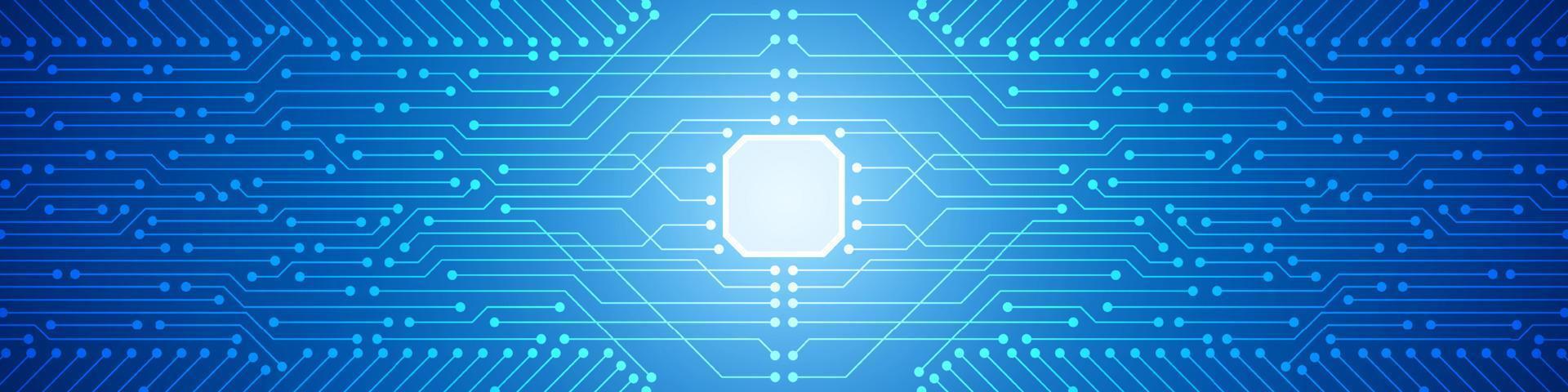 fundo de tecnologia de microchip, padrão de placa de circuito digital azul vetor