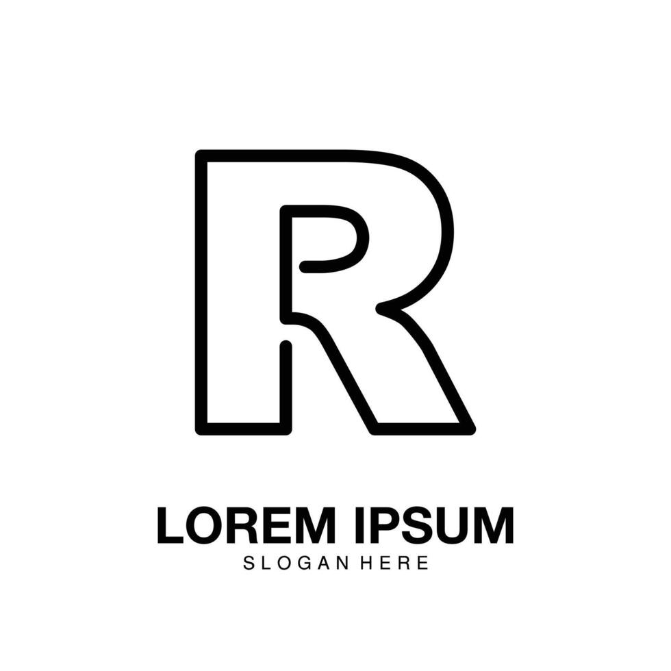 logotipo r contorno minimalista ícone vetor símbolo design plano