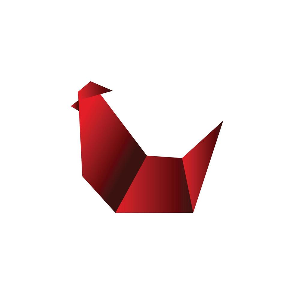 ilustração vetorial de cor vermelha de origami de galo vetor