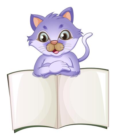 Um gato abrindo o livro vazio vetor