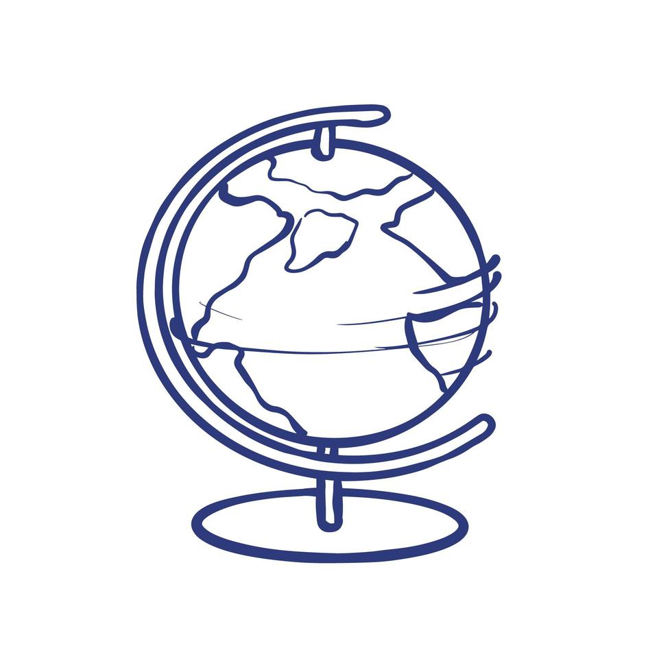 ilustração de contorno do globo e da terra. ilustração vetorial em um fundo branco isolado. vetor