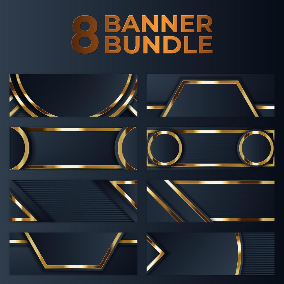 conjunto de design de banner de ouro com luxo de ouro de estilo moderno minimalista vetor