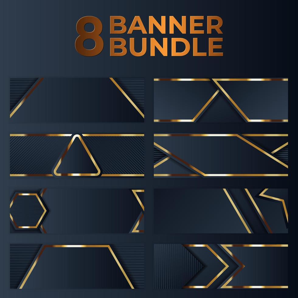 conjunto de design de banner de ouro com luxo de ouro de estilo moderno minimalista vetor