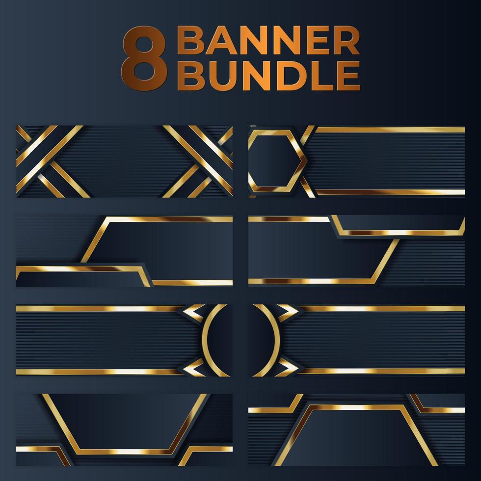 conjunto de design de banner de ouro com luxo de ouro de estilo moderno minimalista vetor