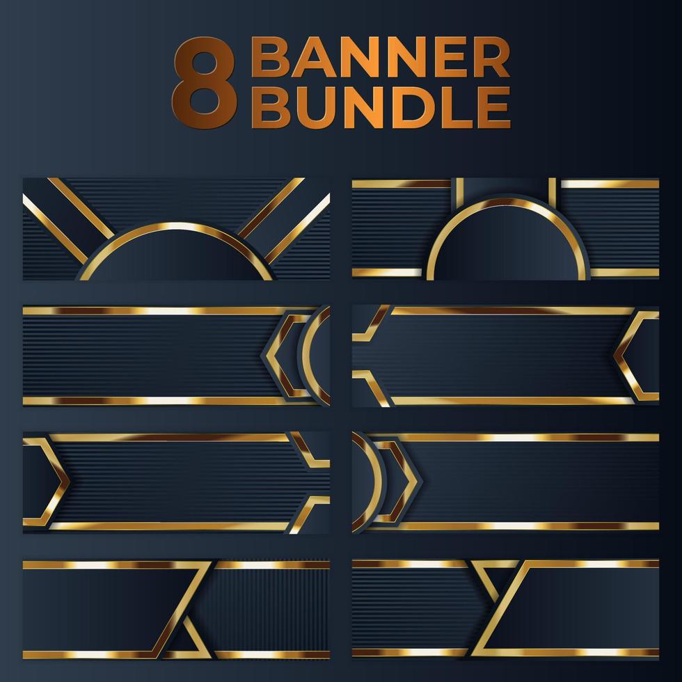 conjunto de design de banner de ouro com luxo de ouro de estilo moderno minimalista vetor