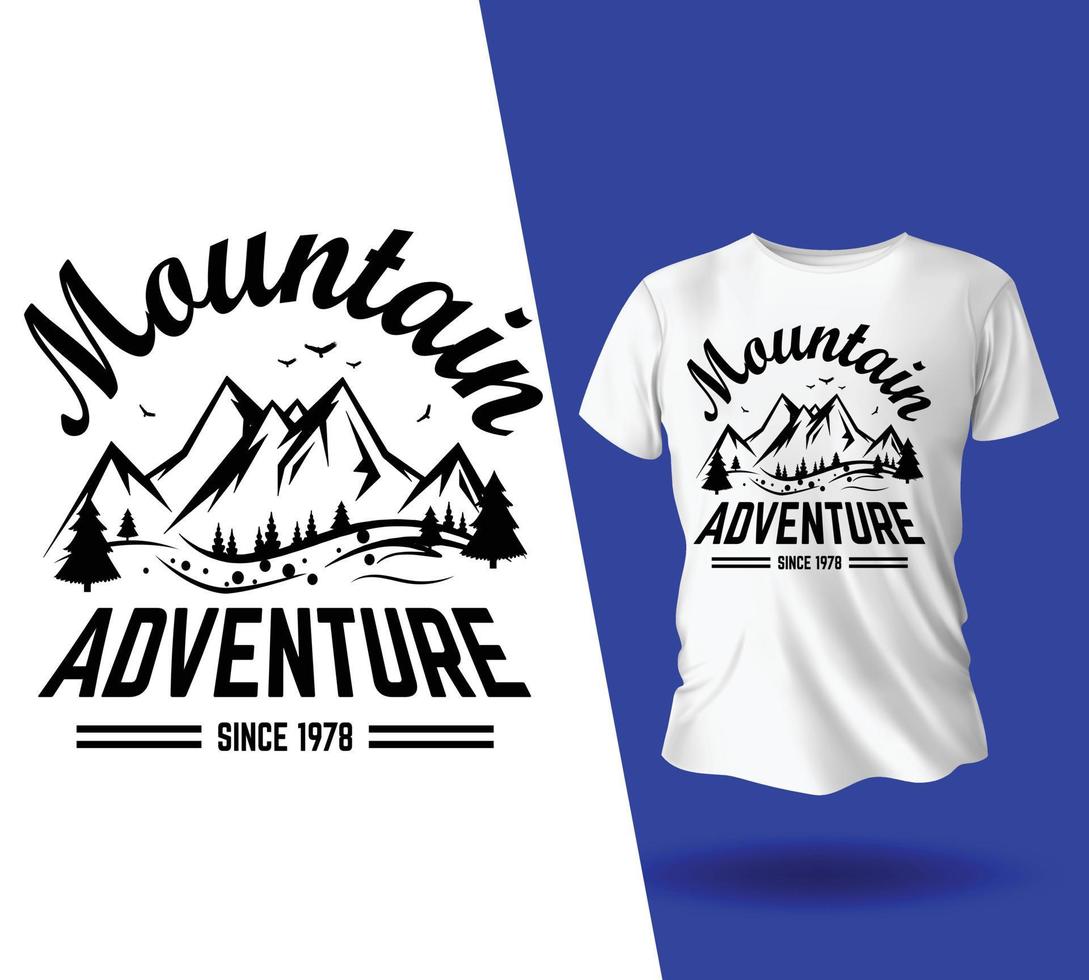 ilustração de aventura na montanha, design de camiseta de aventura vetor