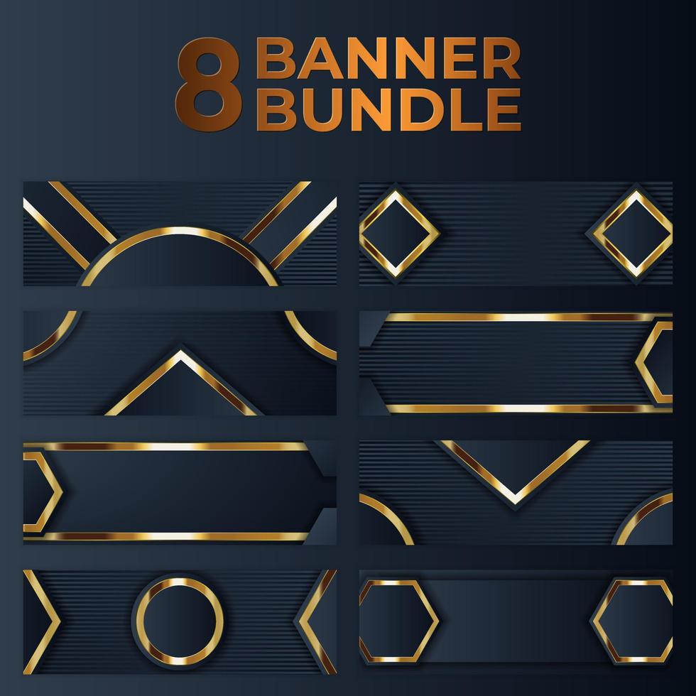 conjunto de design de banner de ouro com luxo de ouro de estilo moderno minimalista vetor