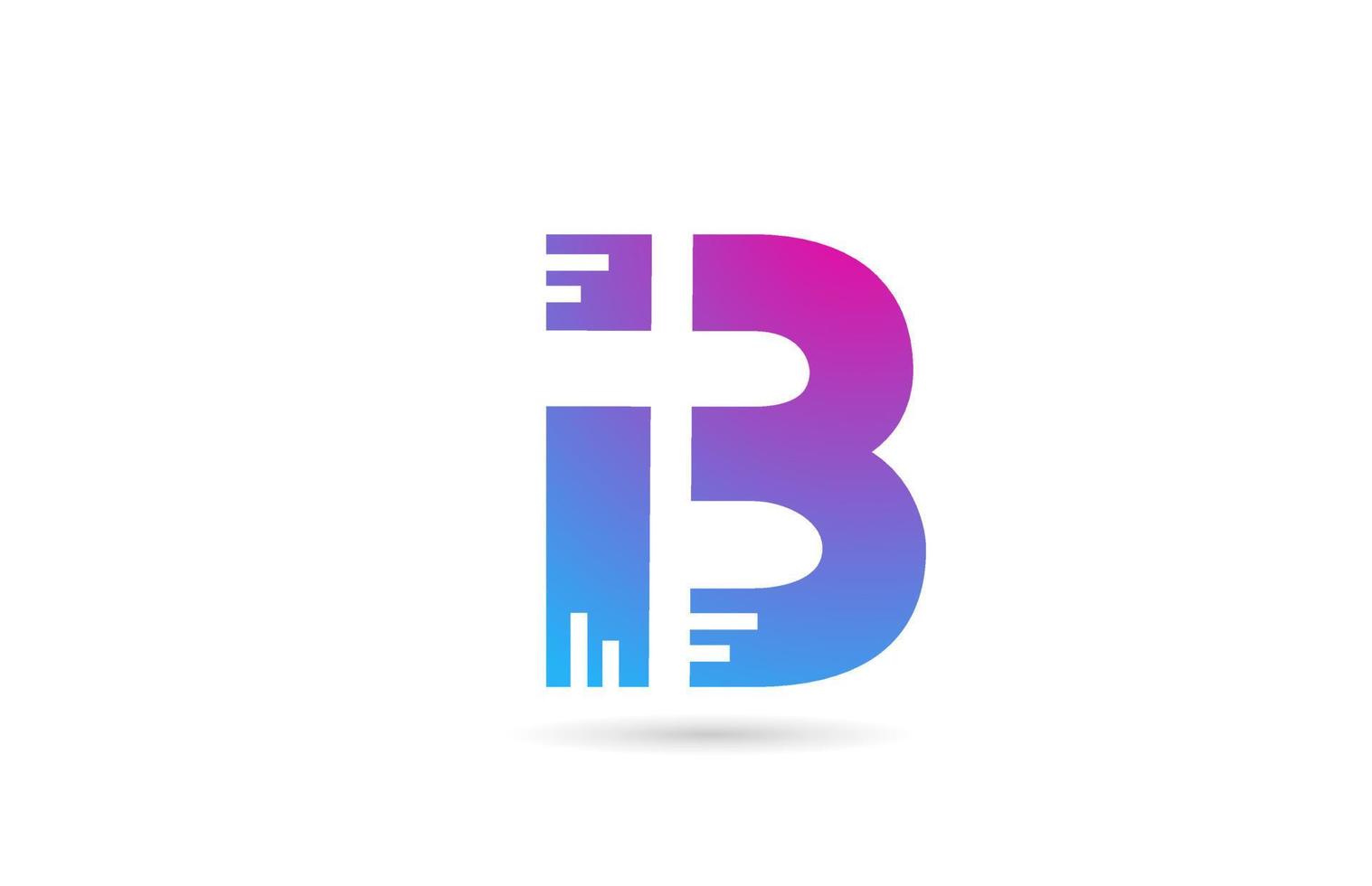 b logotipo da letra do alfabeto para negócios e empresas. modelo de cor rosa azul para design de ícones vetor