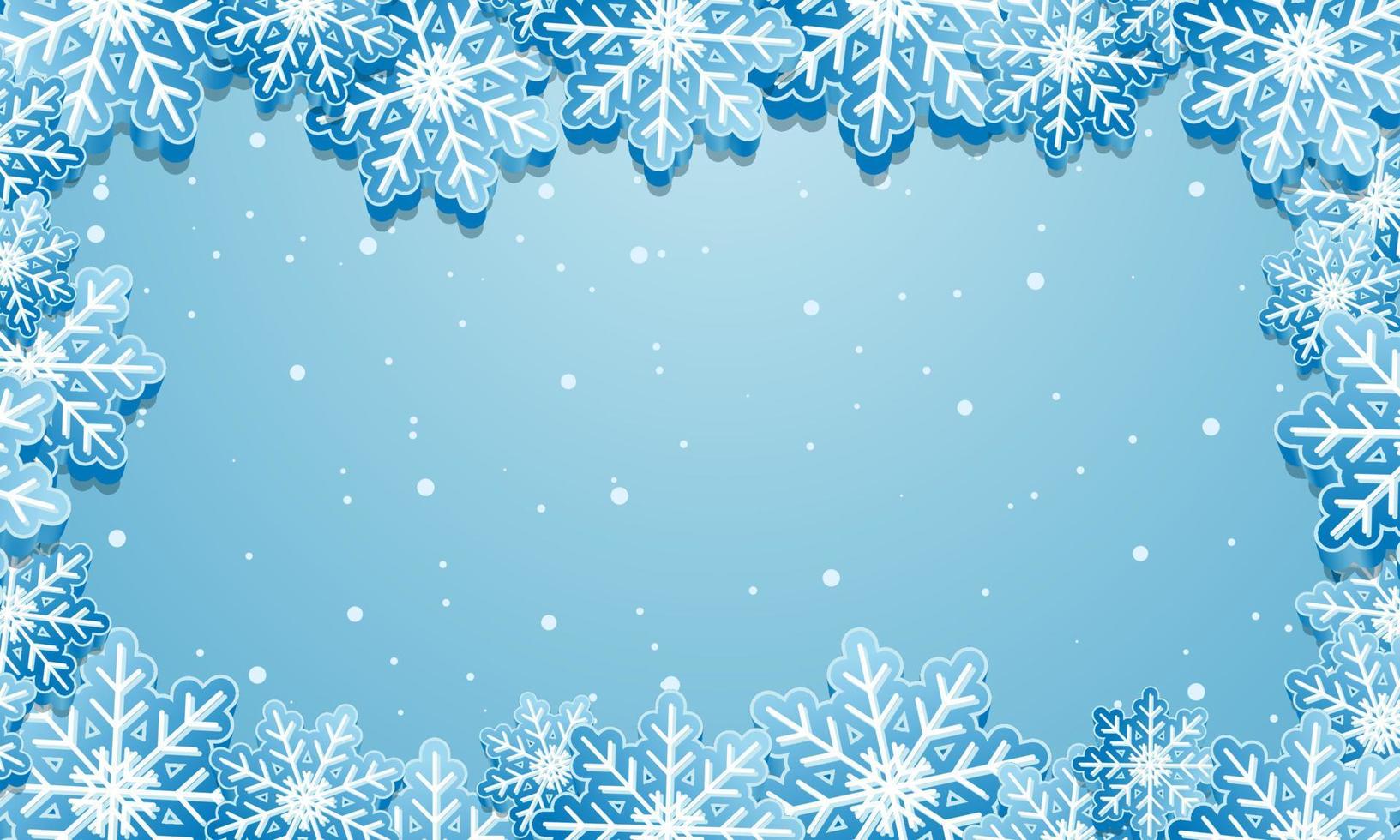 fundo de inverno com flocos de neve. bandeira azul de inverno com flocos de neve. ilustração vetorial vetor