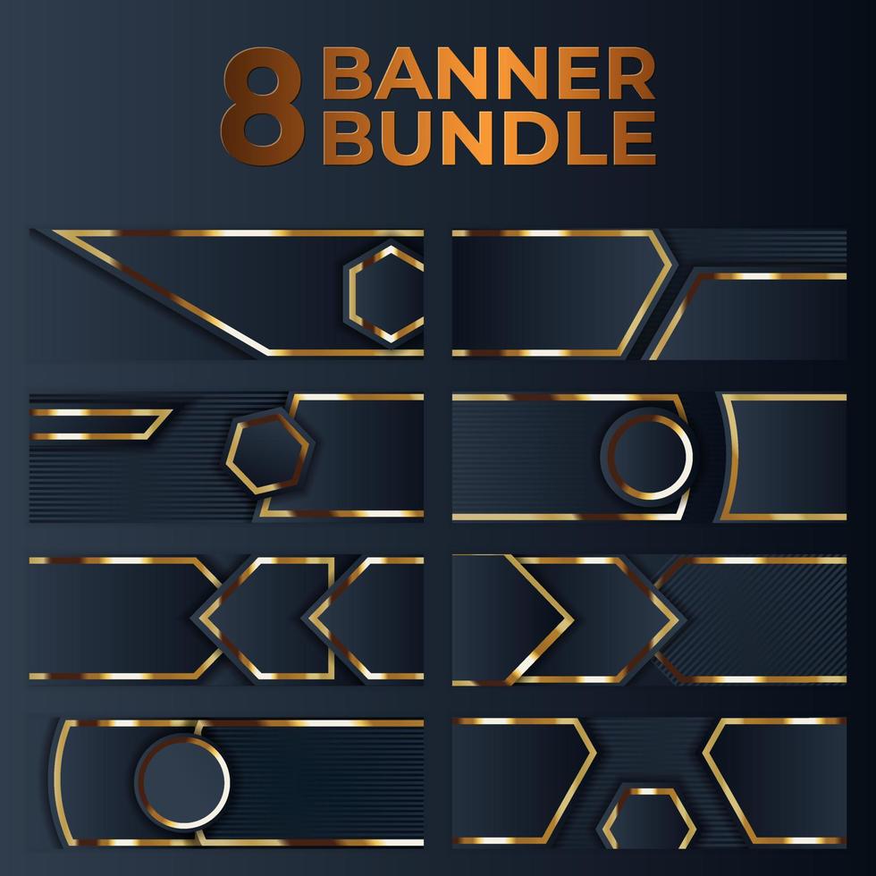 conjunto de design de banner de ouro com luxo de ouro de estilo moderno minimalista vetor