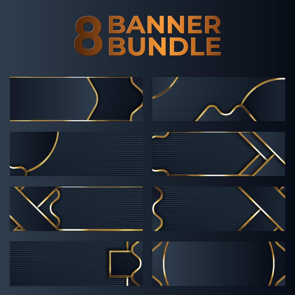 conjunto de design de banner de ouro com luxo de ouro de estilo moderno minimalista vetor