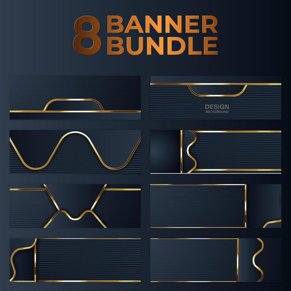 conjunto de design de banner de ouro com luxo de ouro de estilo moderno minimalista vetor