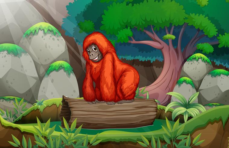Um gorila na selva vetor