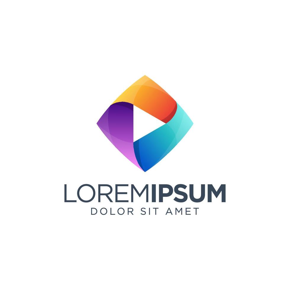 logotipo de mídia com estilo colorido vetor