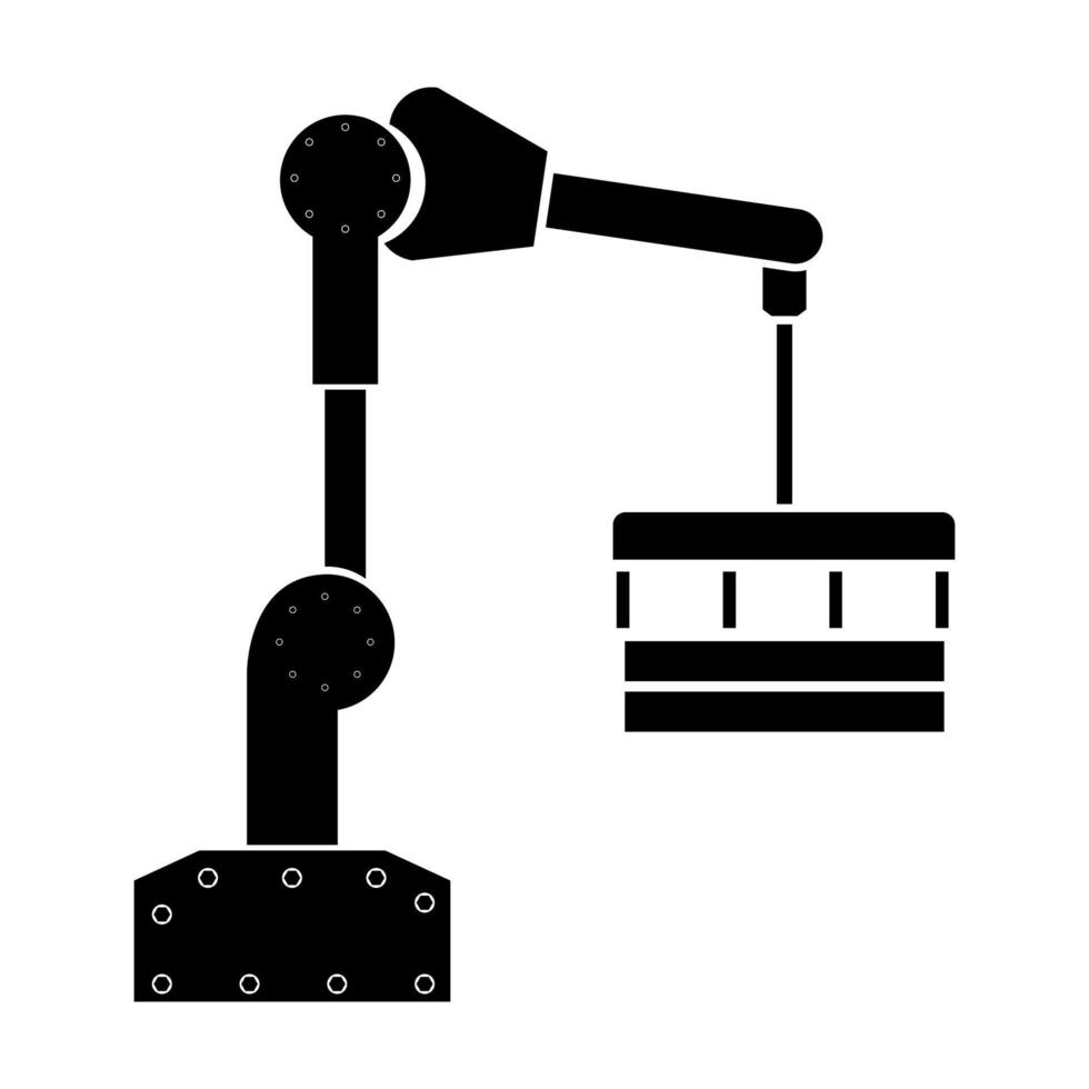 ícone preto do manipulador de mão robótica vetor