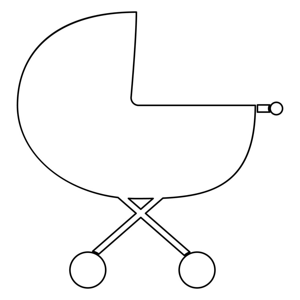 contorno do carrinho de bebê cor preta vetor
