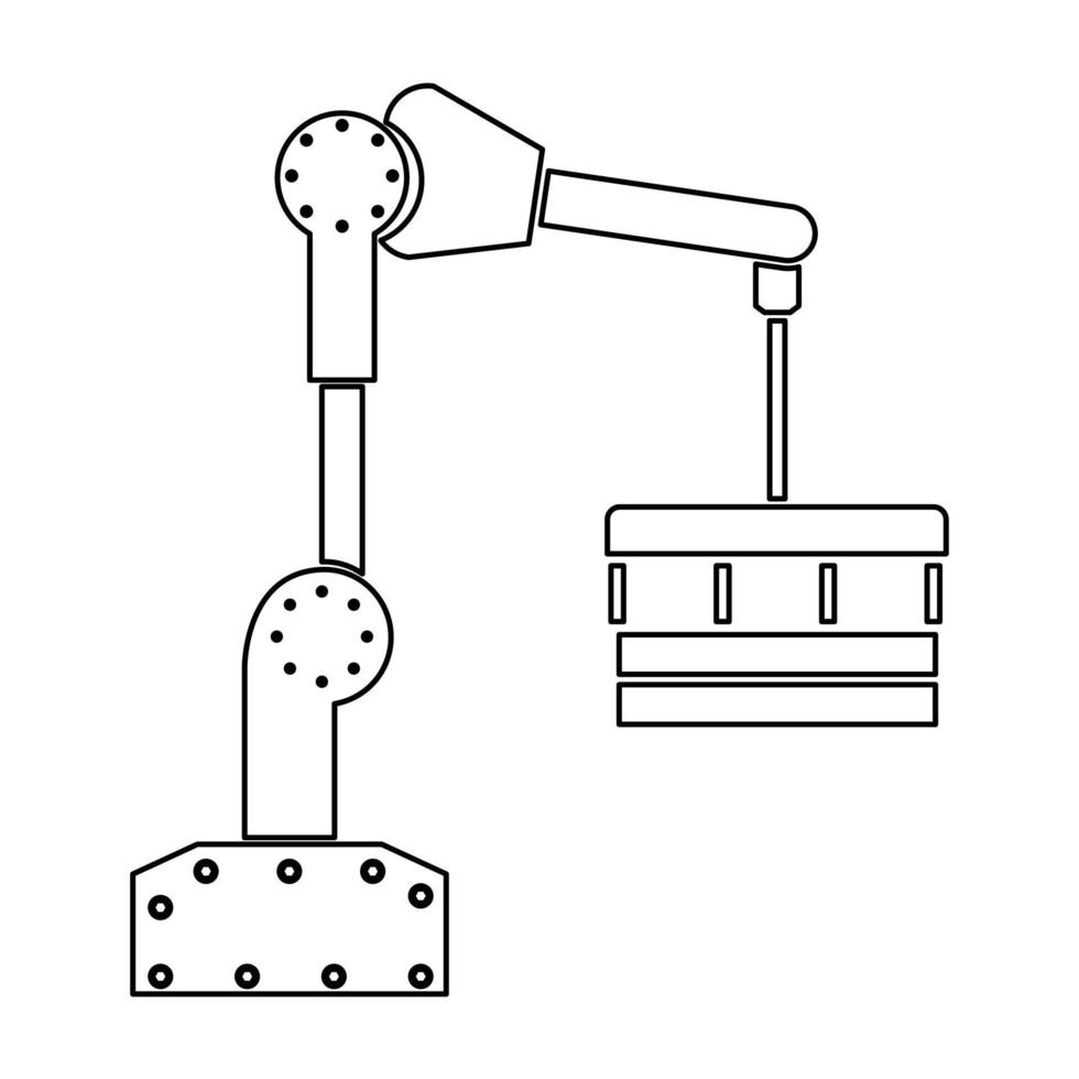 ícone preto do manipulador de mão robótica vetor