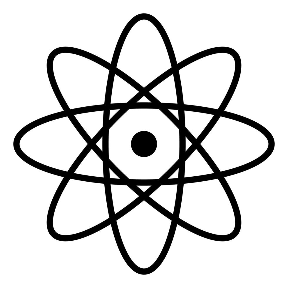 estilo simples de imagem de ilustração vetorial de cor preta de ícone de átomo vetor