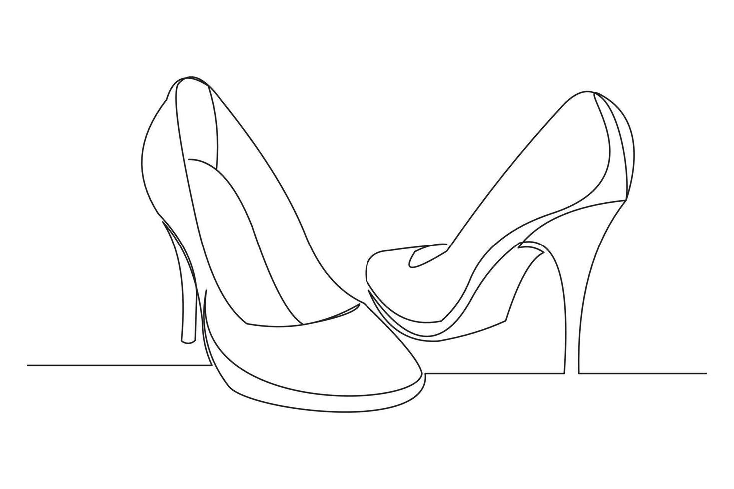 desenho de linha contínua de sapatos de salto alto de mulher. arte de uma linha única de sapatos de moda femininos bonitos. ilustração vetorial vetor