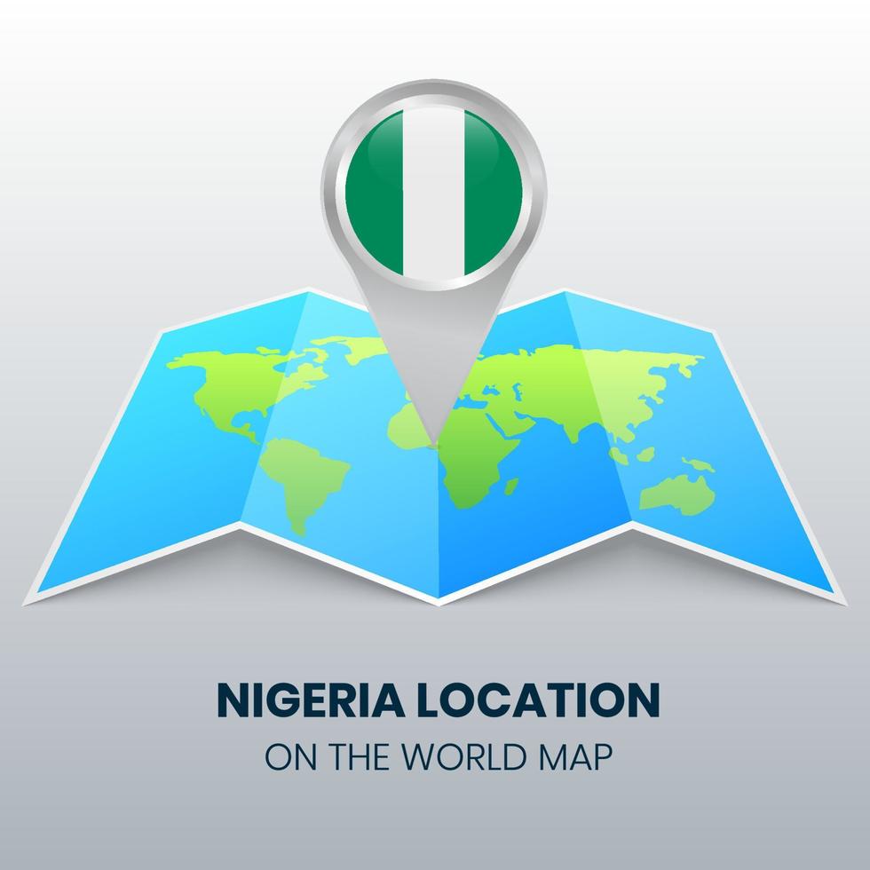 ícone de localização da Nigéria no mapa do mundo vetor