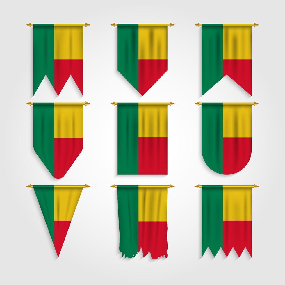 bandeira do benin em formas diferentes vetor