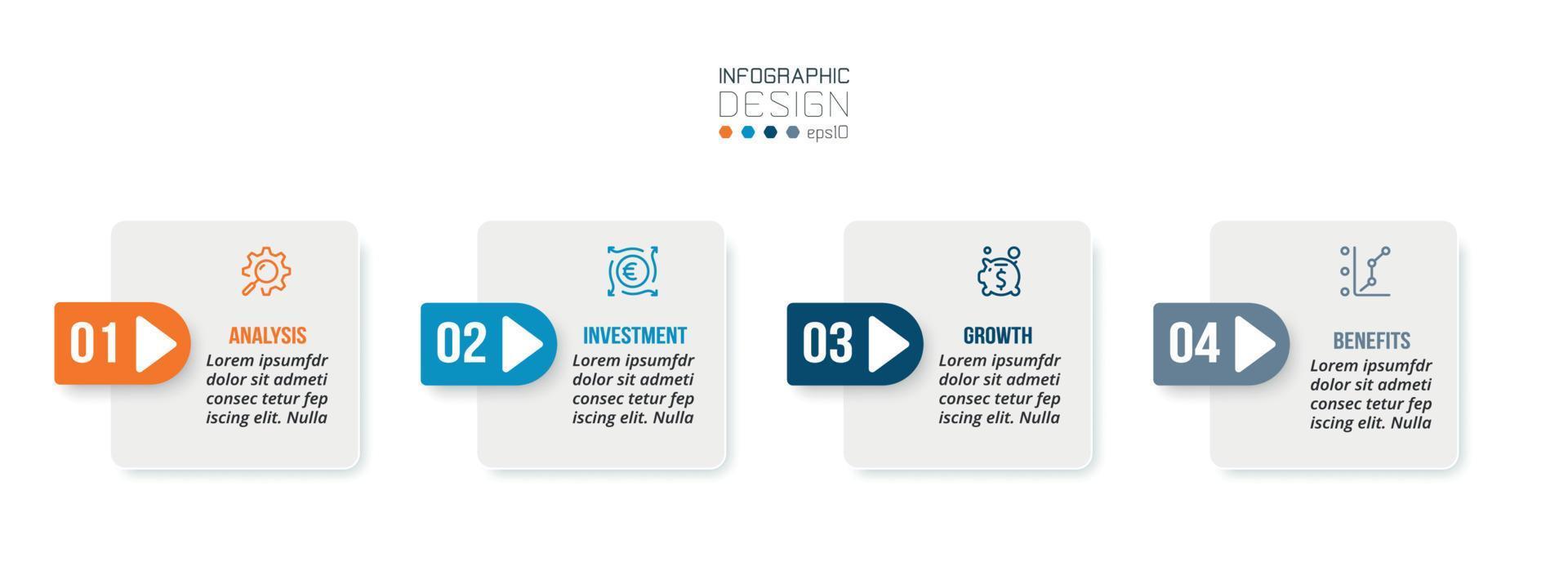 infográfico modelo conceito de negócio com passo. vetor