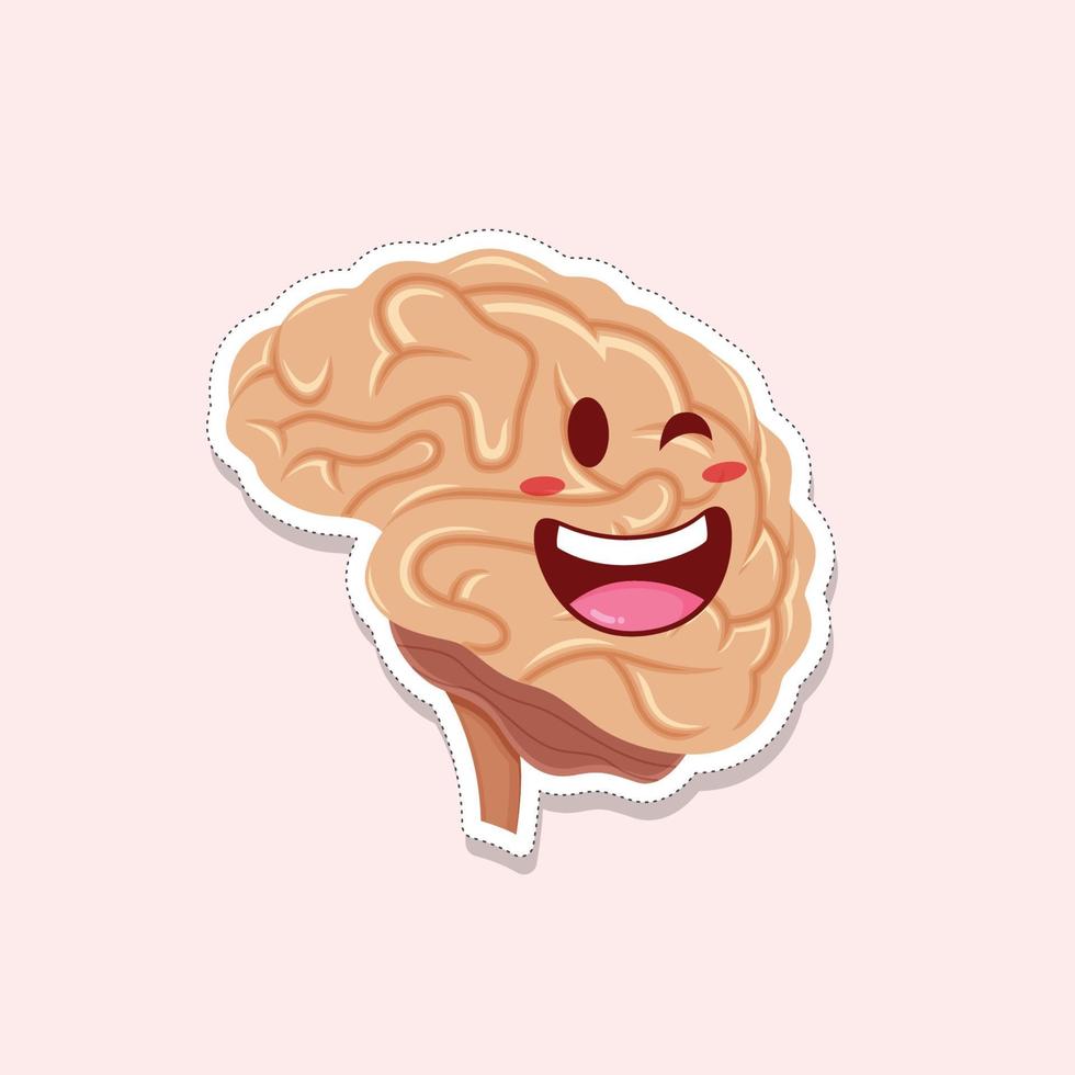 ilustração em vetor de adesivo de órgãos internos humanos engraçados do cérebro