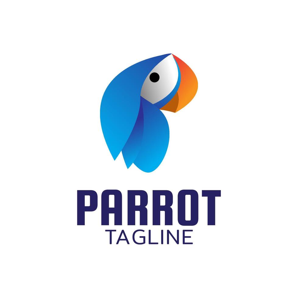 modelo de logotipo de ilustração vetorial de papagaio azul vetor