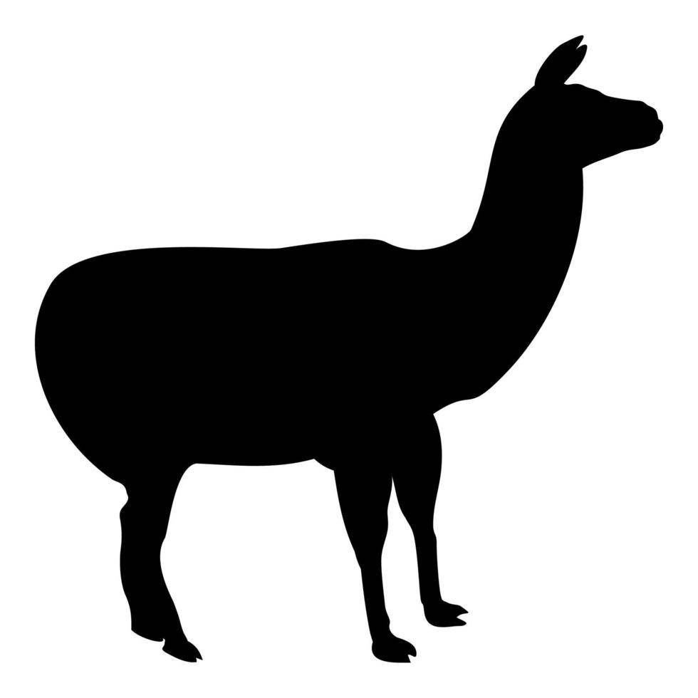 silhueta alpaca lhama lama guanaco cor preta vetor