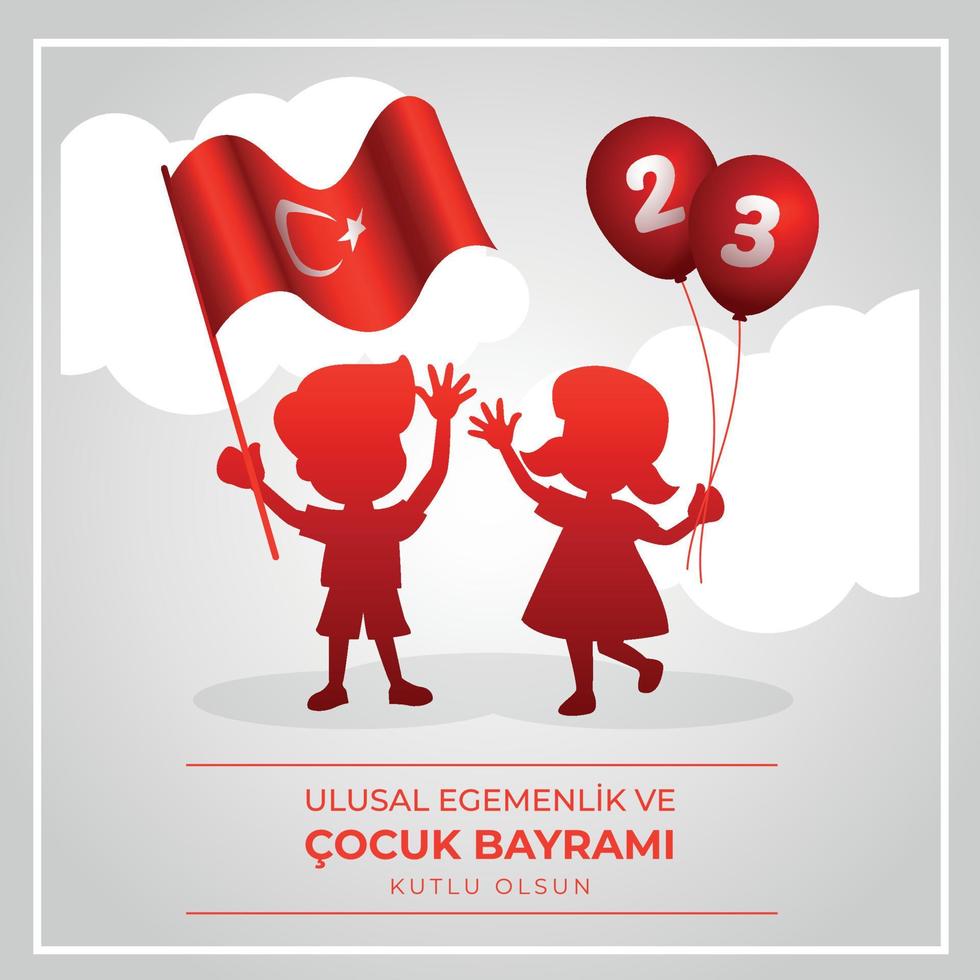 23 nisan ulusal egemenlik ve cocuk bayrami. 23 de abril soberania nacional e dia da criança. ilustração em vetor eps10.