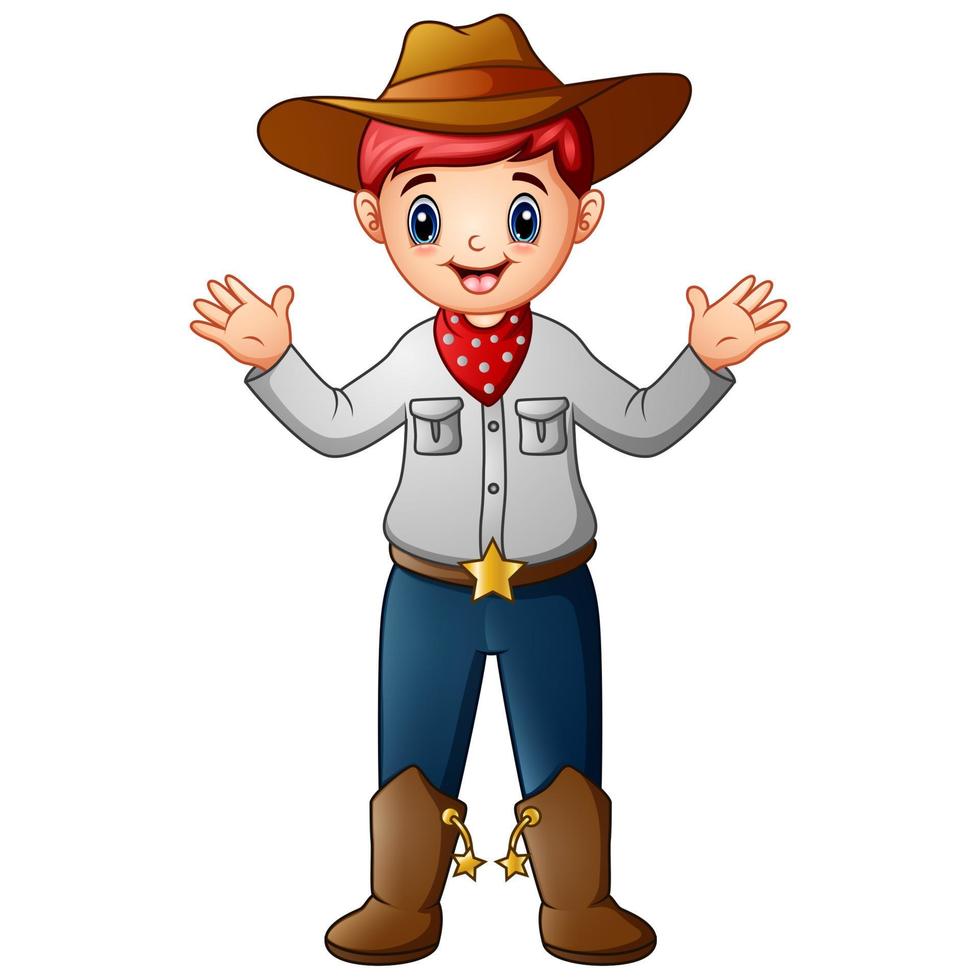 cowboy engraçado dos desenhos animados no fundo branco vetor