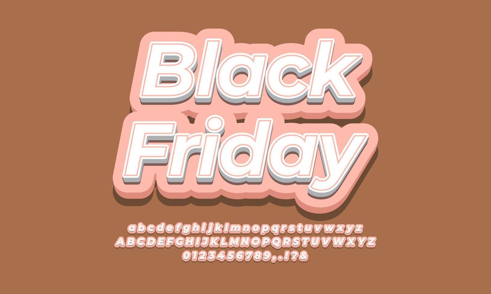 modelo de texto de sexta-feira negra para promoção de desconto de venda 3d rosa moderno vetor