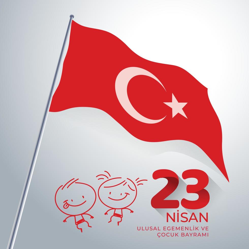 23 nisan ulusal egemenlik ve cocuk bayrami. 23 de abril soberania nacional e dia da criança. ilustração em vetor eps10.