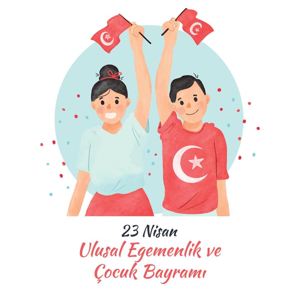 23 nisan ulusal egemenlik ve cocuk bayrami. 23 de abril soberania nacional e dia da criança. ilustração em vetor eps10.