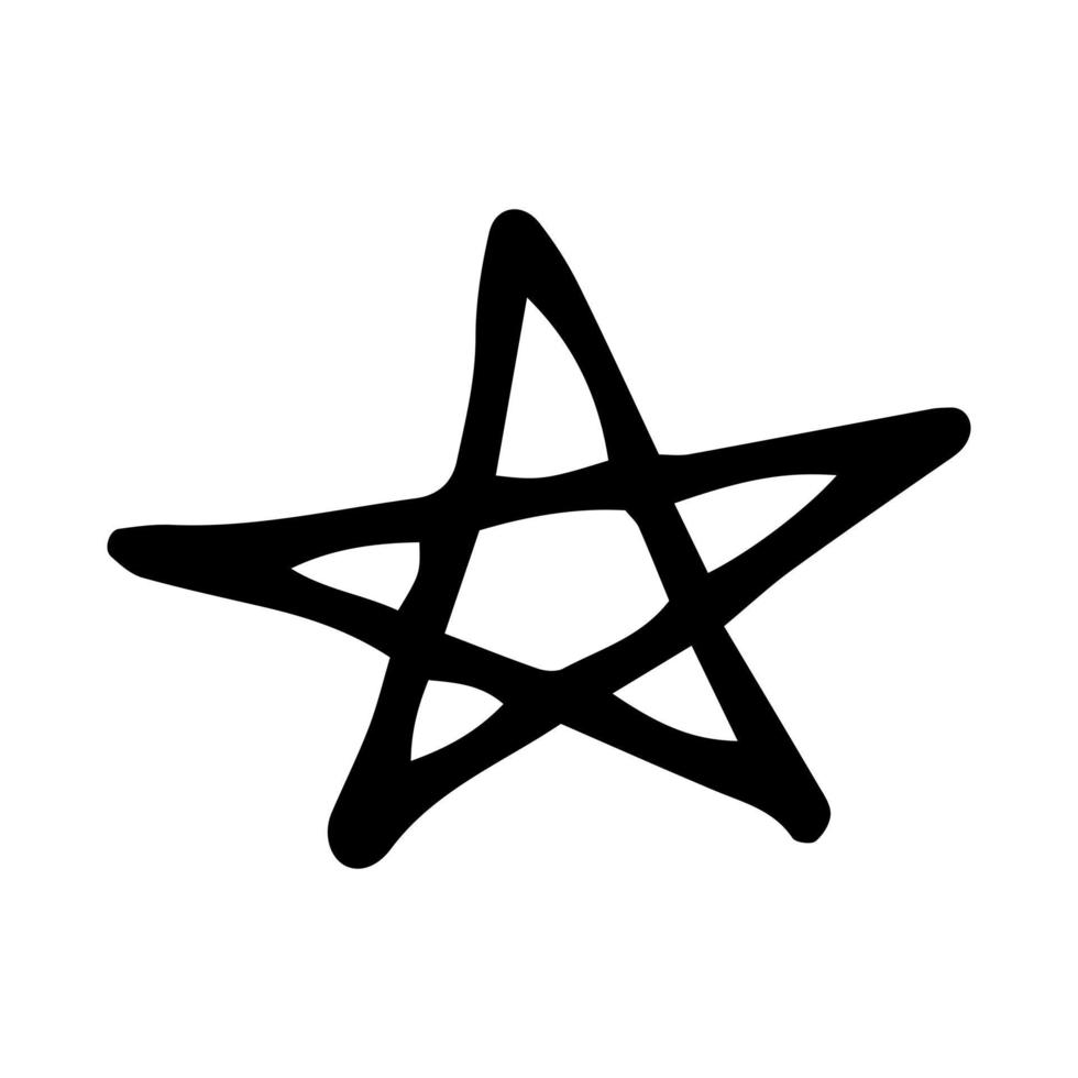 doodle desenhado à mão estrela. , escandinavo. design de decoração de adesivo de ícone vetor