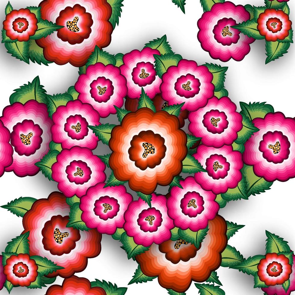 padrão sem emenda de bordado floral mexicano, mandala colorida étnica flores nativas design de moda popular. bordado tradicional têxtil estilo do méxico, vetor isolado no fundo branco