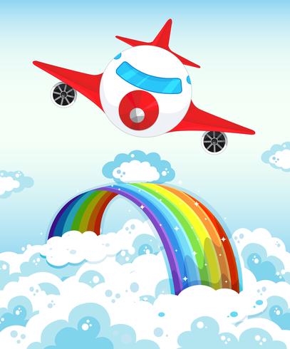 Avião e arco-íris vetor
