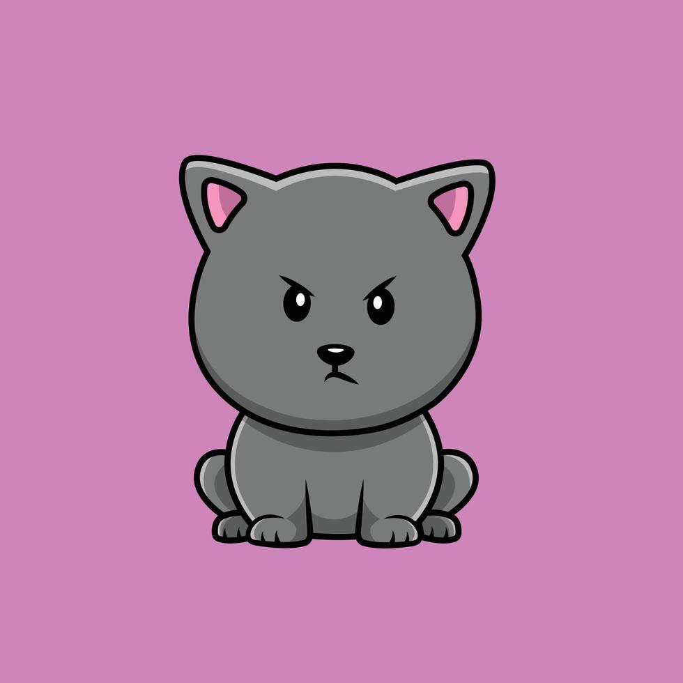 ilustração de ícone de vetor dos desenhos animados com raiva de gato bonito. animal ícone conceito isolado vetor premium. estilo de desenho animado plano