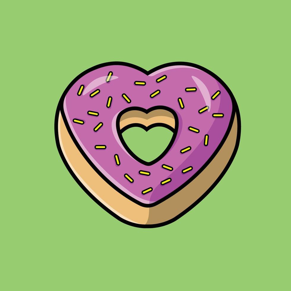 amo a ilustração do ícone do vetor dos desenhos animados creme donut. comida objeto ícone conceito isolado vetor premium. estilo de desenho animado plano