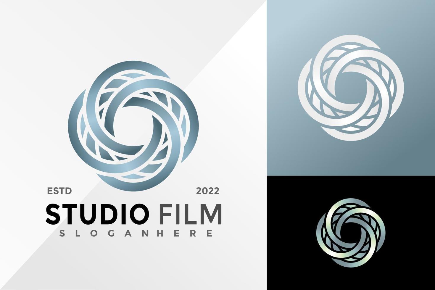 modelo de ilustração vetorial de design de logotipo de empresa de filme de estúdio vetor
