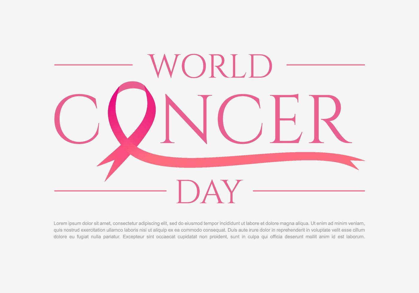 fundo de conceito do dia mundial do câncer com fita rosa e terra cinzenta. vetor