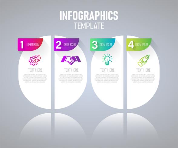 Elementos de infográficos com 4 etapas para o conceito de apresentação vetor