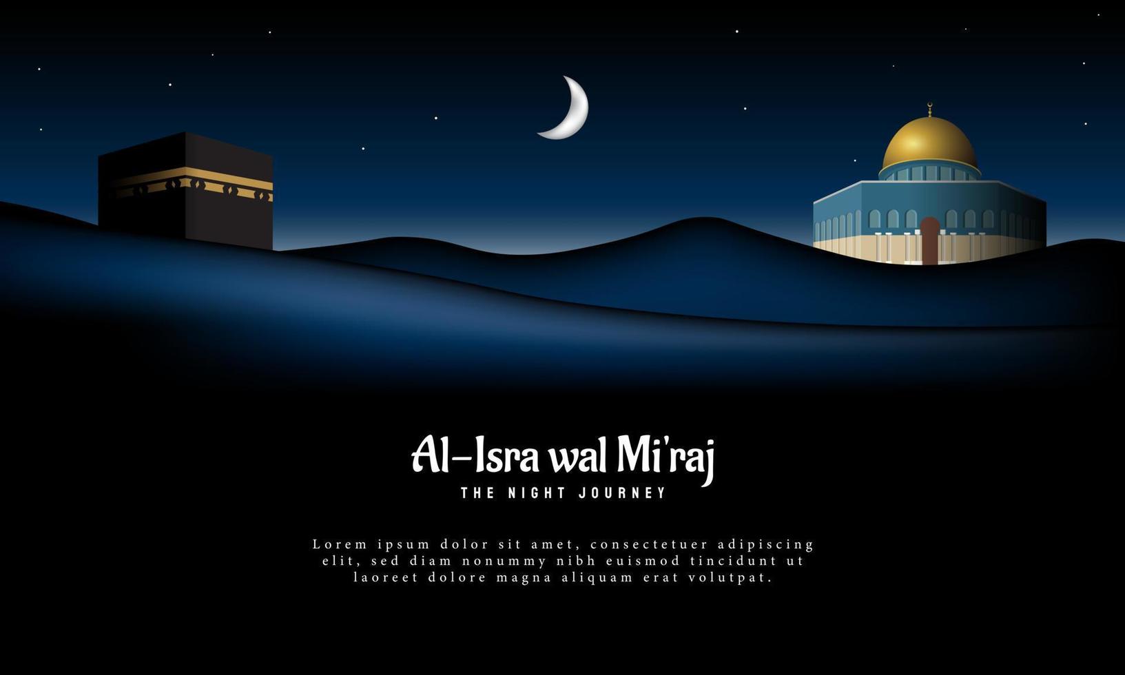 modelo de design de fundo islâmico. al-isra wal mi'raj significa a jornada noturna do profeta muhammad. ilustração vetorial. vetor