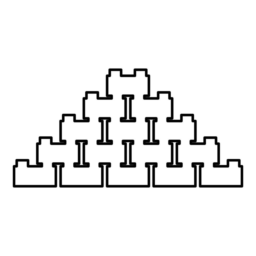 pirâmide de tijolos contorno contorno ícone ilustração vetorial de cor preta imagem de estilo plano vetor