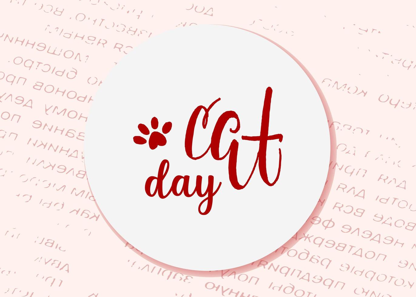 dia mundial do gato. feriado internacional. ilustração vetorial. letras em um fundo rosa. vetor