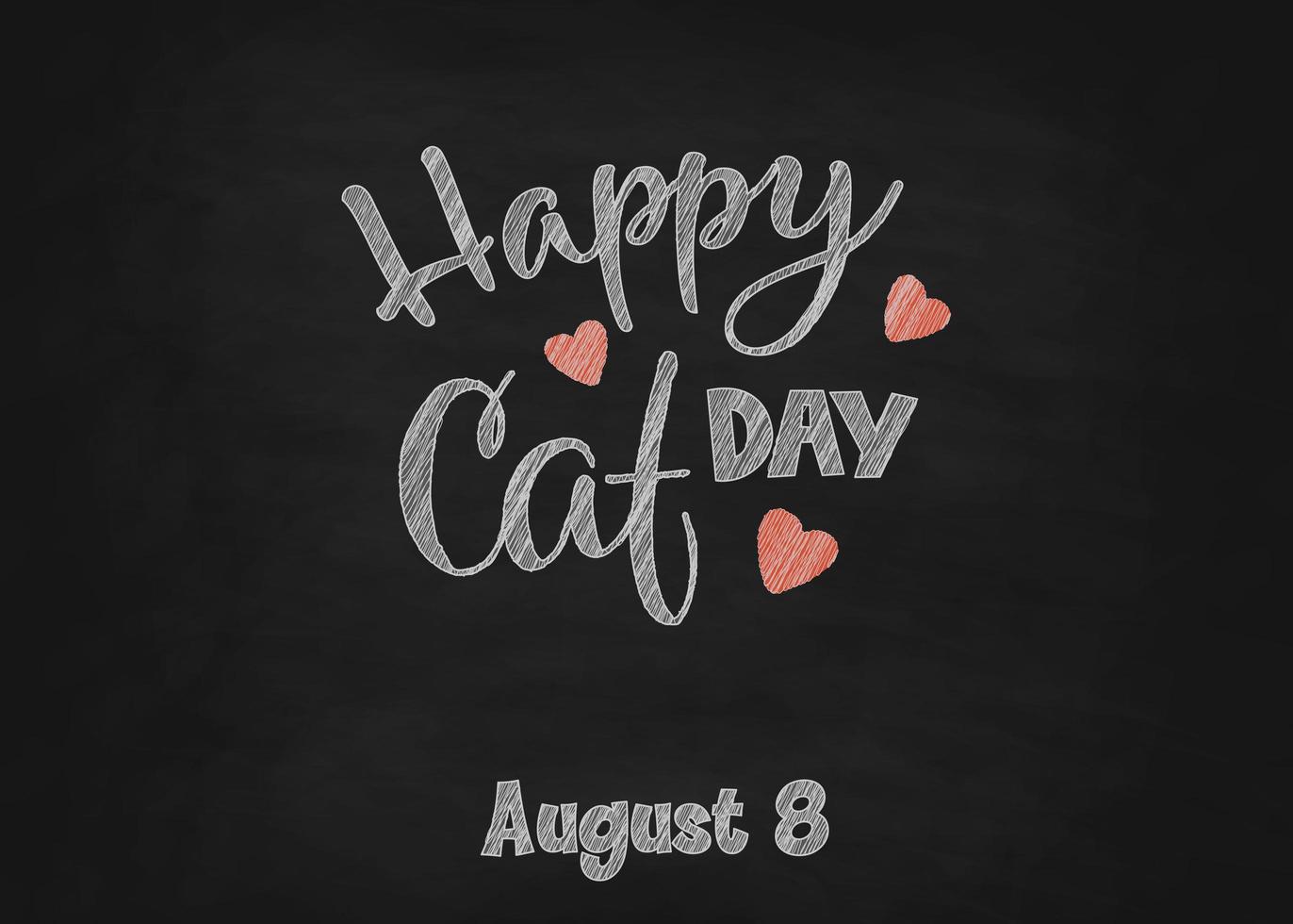dia mundial do gato. feriado internacional. ilustração vetorial. letras em um fundo de quadro-negro. vetor